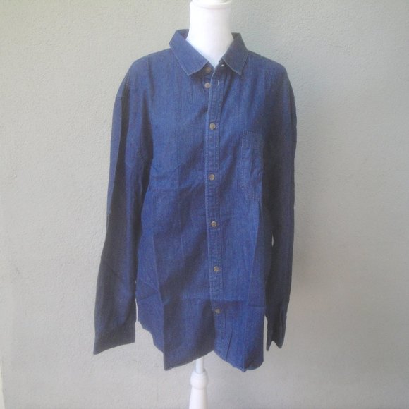 Cheap Monday Shirt Denim Long Sleeve Men's Dark Blue Size XL - Picture 1 of 6
